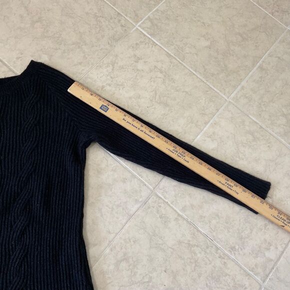 Ann Taylor Loft Women’s Alpaca Wool Blend Chunky Cable Knit sweater Sz M Black - Picture 9 of 10